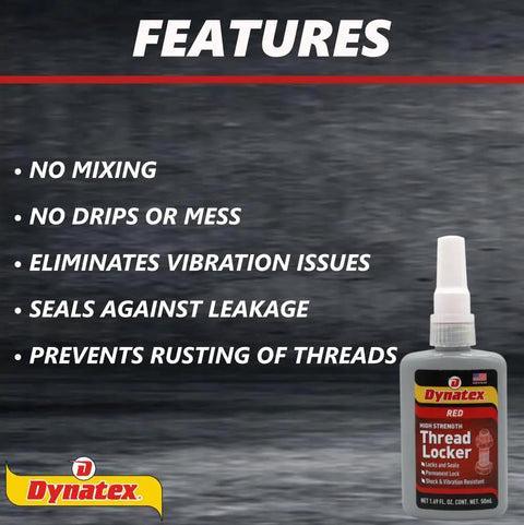 Red High Strength Threadlocker 1.69 Ounce Bottle For Permanent Locking Anaerobic Formula Curing Between Metal Surfaces Ideal For Large Fasteners Vibration And Solvent Resistance 3 Pack features and benefits