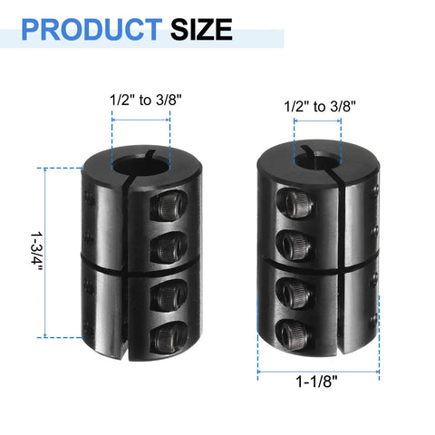 Rigid Single Split Shaft Coupling For One-Half To Three-Eighths Inch Bore, One-And-One-Eighth Inch Outside Diameter, Set Screws