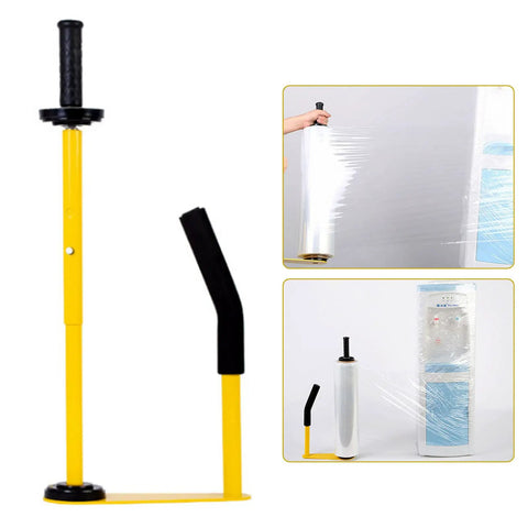 Solid Workhorse Handheld Stretch Film Dispenser With Adjustable Roll Height And Quick Tension Dial For Pallet Wrapping with clear focus on design.