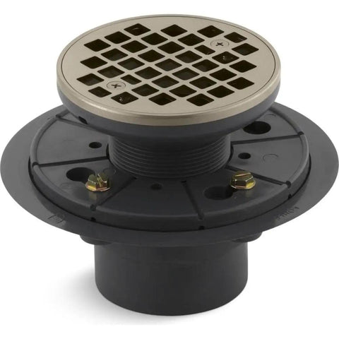 Clearflo Round Tile In Shower Drain With Removable Grid Plate And Reversible Collar For Two Or Three Inch Tile Thickness Brass And PVC Construction