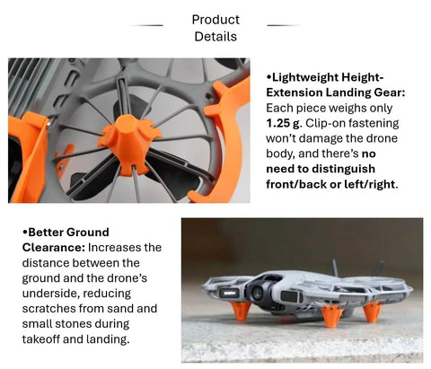Drone Protection Accessories Kit For DJI Neo 2 Restores Flight Safety With propeller guards and landing gear in orange and grey.