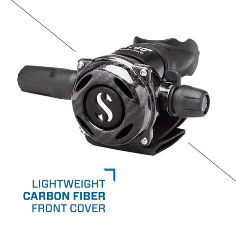 Pro Dive Regulator System MK25 EVO A700 Carbon Black Tech With Air Balanced Flow Through Piston Chrome Brass Body