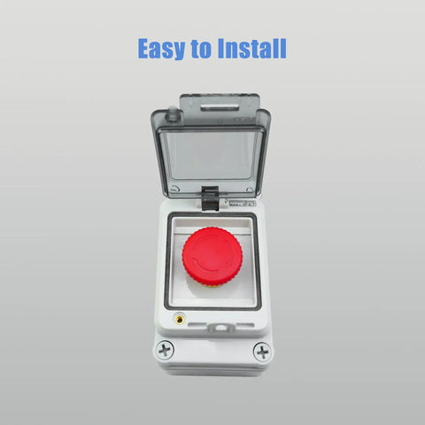 Outdoor IP67 Waterproof Emergency Stop Button With Enclosed Box 660V 10A Quick Shutoff E Stop Push Button Switch front view