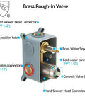 Brass rough-in valve for Brushed Nickel Shower System With 10 Inch Rain Shower Head And Handheld Wall Mounted Luxury Shower Mixer