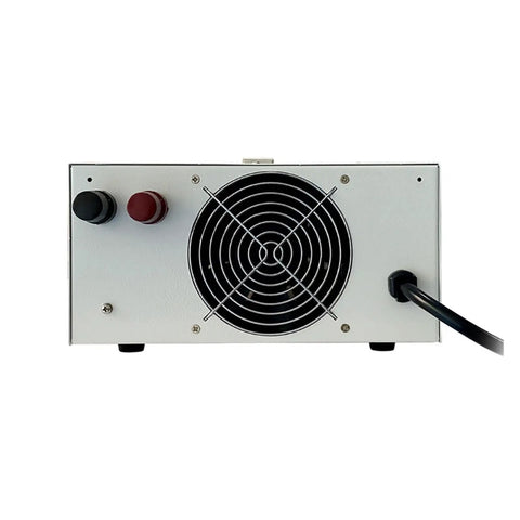 Beefy Lab DC Power Supply 0-30V 0-100A 3000W Switching 220V Built For Pros With Stable Voltage And Current Regulation Over Current And Over Voltage Protection Ideal For Test Benches And Electronics Projects. Rear view with cooling fan and power cable