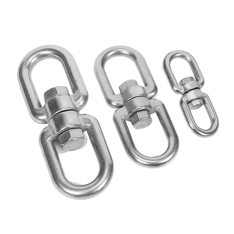 Hardcore 304 Stainless Steel Double Eye Swivel Anchor Link For Marine Boat Rigging Heavy Duty Hardware, three sizes displayed.