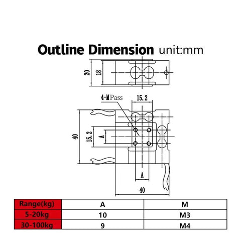 Technical diagram for Beefed-Up Enhanced Six-Axis Force Sensor For Multi-Directional Robot Joints, 10 Kg Capacity, dimensions in mm