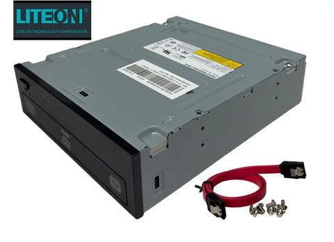 24x Dual Layer SATA DVD RW Optical Drive For Desktop And Laptop With DVDR DVDRW DL DVD CD-R CD-RW Support Fast Data Backup And Easy Software Install Reliable Performance For Home Media And PC Upgrades gray SATA drive with red cable and screws