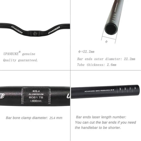 Beefy Aluminum Alloy Flat Bar And Riser Handlebar 25.4mm 600mm Or 31.8mm 620mm details and specifications for mountain and road bikes