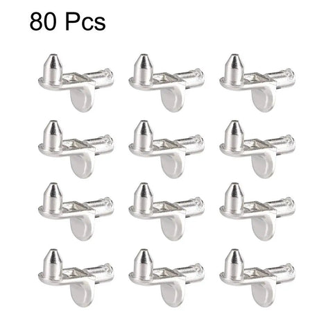 Rock Solid 5Mm Shelf Support Pins With Steel Cabinet Bracket Pegs Heavy Duty Furniture Shelf Brackets For Bookcases And Kitchens Silver Tone 80 Pack shown in silver with anti wobble design.