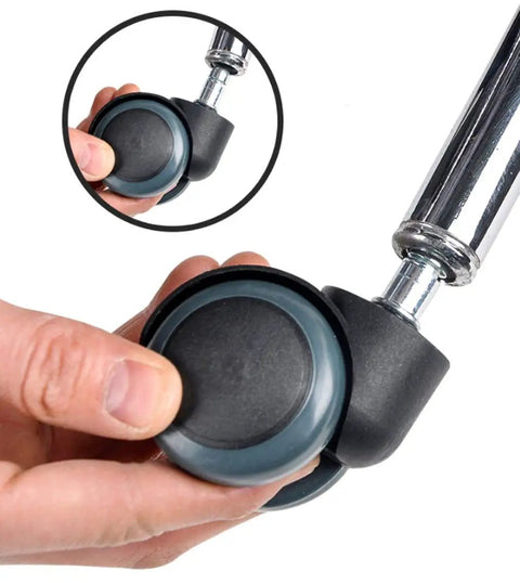 Premium Silent Office Chair Casters With 360 Swivel Spin, 2 Inch PU Tread Wheels showing soft tread wheels for easy attachment.