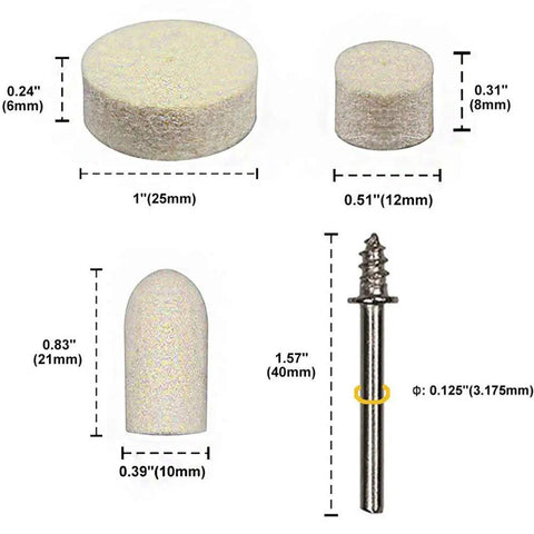 Polishing Buffing Wheel Kit For Rotary Tools Accessories Pack 111 Pcs With Felt Pads Wheels Points And Mandrel Kit One Eighth Inch Shank