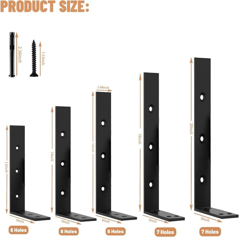 Super Heavy Duty Countertop Brackets Four Pack Built Like A Brick Delivering Rock Solid Support For Granite Quartz Wood And Laminate Counters Knock Out Sagging Completely Today sizes showing dimensions and hole counts.