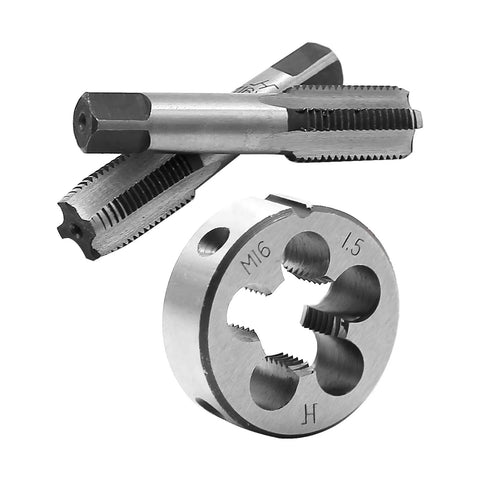 M16x1.5 Metric Tap And Die Set Right Hand Thread, Heavy Duty HSS, showing tap and die tools, heat treated for durability