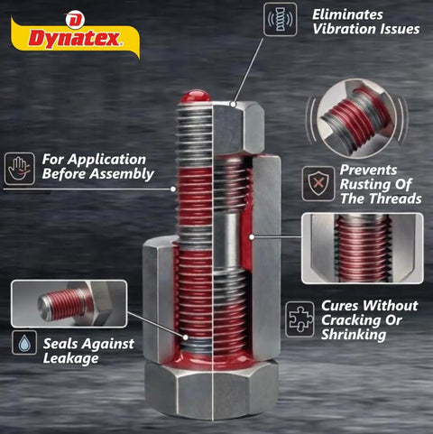 Red Max Strength Thread Locker For Large Fasteners Permanent Lock Anaerobic Adhesive Sealant Vibration And Solvent Resistant