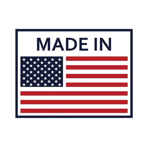 Made in USA label with American flag in the background
