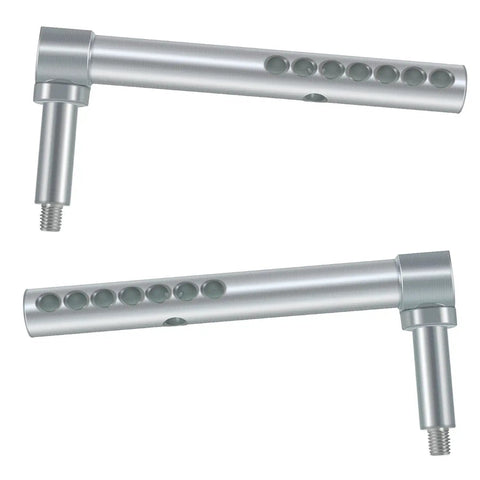 Heavy Duty Right Front Mower Deck Gage Wheel Arm Replacement Kit with 7/8 Inch Shaft in silver metal design.