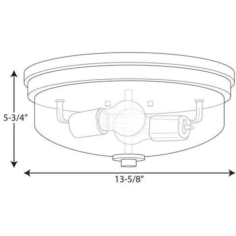 Round Two Light Flush Mount Ceiling Light With Clear Glass Shade For Hallways And Bathrooms Modern Retro Vibe diagram