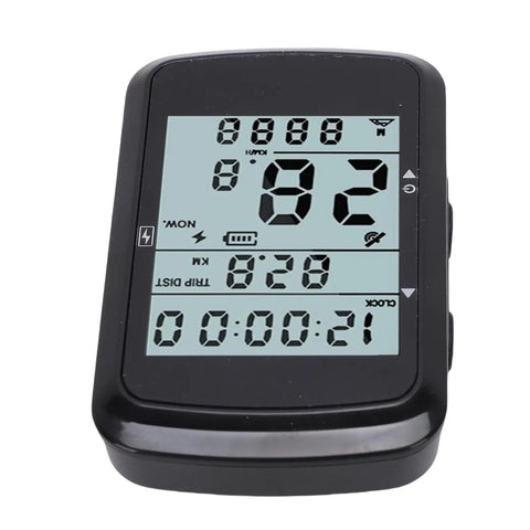 GPS Bike Computer With 2.4 Inch Screen And 28 Hour Battery Life For Mountain And Road Cycling, showing speed and time display.