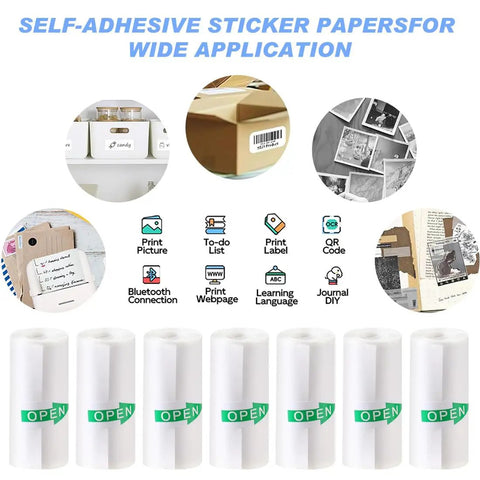Ten Rolls Mini Thermal Sticker Paper 57 By 25mm Self Adhesive For Mini Printer Sticker Maker And Instant Camera BPA Free Easy Peel Sheets Great For DIY Projects And Labeling Compatible With Two Point Two Inch Printers, 10 rolls
