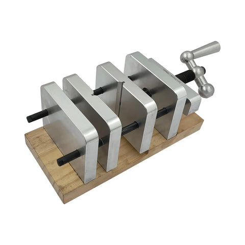 Straight Shooter Pen Centering Vise Jig For Drill Press, aluminum construction, locks pen blanks dead center for precision.