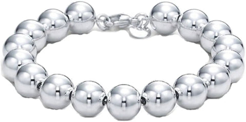 Real Deal 6Mm Round True 925 Sterling Silver Beads Bulk Pack Of One Thousand Seamless White Bronze Core Small Hole Polished Jewelry Making Craft Findings Top Tier Quality For Dope DIY Creations bracelet with 6mm polished silver beads.