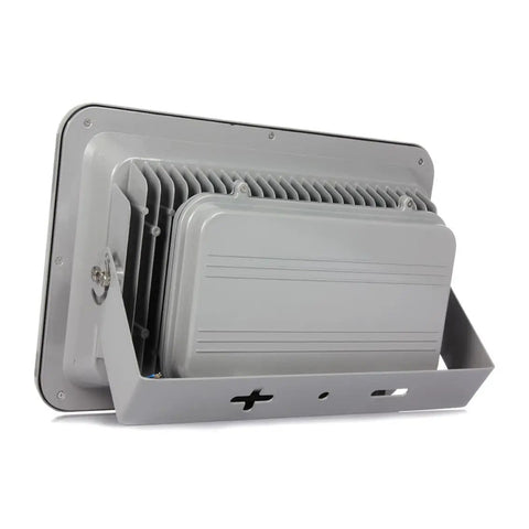 Hella Bright 300W LED Floodlights 10 Pack 3 Year Warranty Top Shelf Outdoor Spotlight Bulbs side view showing grey housing and cooling fins.