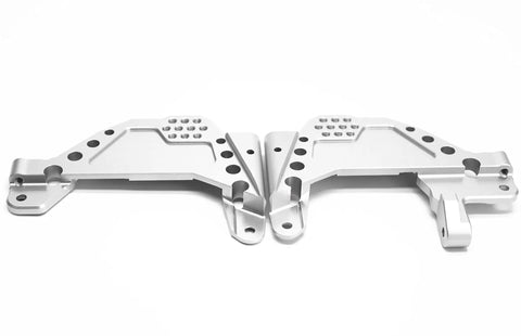 7075 Aluminum Front Shock Towers With Panhard For Axial SCX6 Left And Right Beefy Hoops Bracket Mount Upgrades Two Pack CNC Machined Heavy Duty Improved Steering And Stability Silver Finish, pair