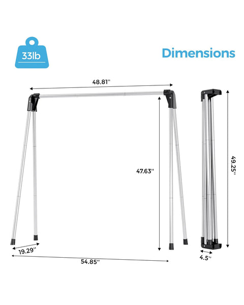 Foldable Clothes Drying Rack Portable Laundry Stand Sturdy Hanging Bars Compact Airer For Apartments Dorm Rooms Closets with dimensions 48.81 x 47.63 inches.