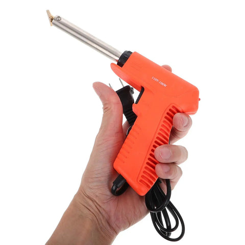 Hand holding All In One Plastic Welding Tool Kit For Cars, Easy To Use Bumper Repair Welder in bright orange color