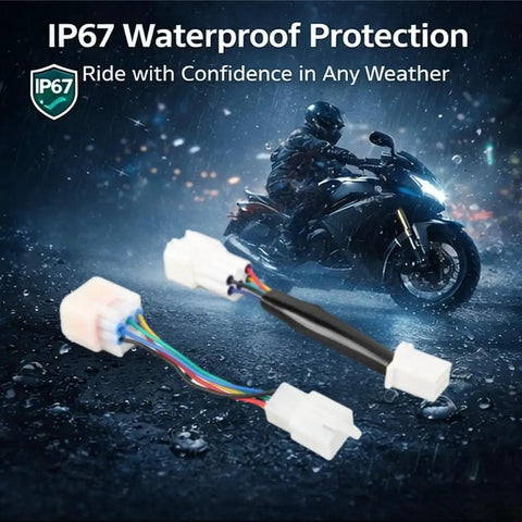 Two Pack Dope Electric Motorcycle Controller Connector Set Waterproof IP67 Hall Sensor Adapter with motorcycle in rain