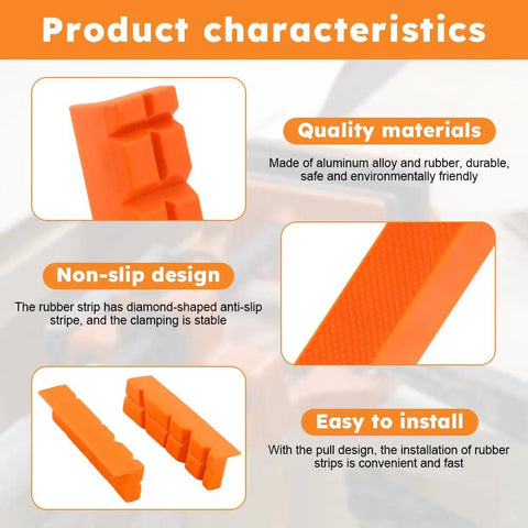 Heavy Duty 4 Inch Vise Jaw Pads With Magnetic Soft Jaw Covers For Bench Vise Replacement, non-slip design, orange rubber material.