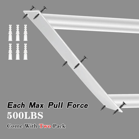 Two Pack Wall Mount Handrails For 1 To 2 Step Stairs Outdoor Use, White Powder Coat Finish, Heavy Duty, with screws, 500 lbs pull