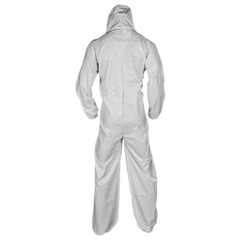 Back view of Disposable Coveralls A35 With Hood White 2XL Liquid And Particle Protection Microporous Film Laminated Suit for Work