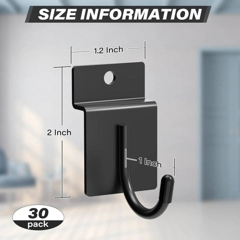 30 Pcs J Shaped Slatwall Hooks for Garage Shop and Home Organization, Heavy Duty Stainless Steel Slatwall Hangers with 5mm Wire