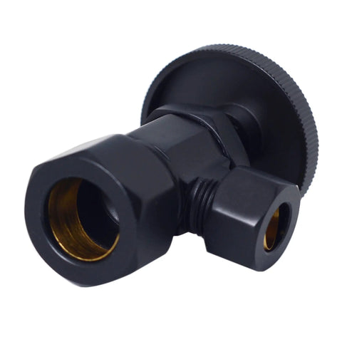 Matte Black Corrugated Riser Supply Line Kit With One Quarter Turn Angle Stop Valve for faucet and toilet five eighths in OD