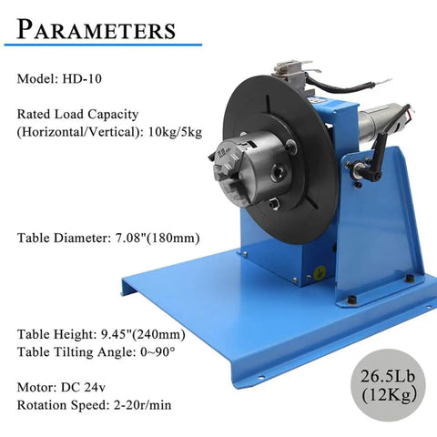 Heavy Duty Rotary Welding Positioner And 90 Degree Adjustable Tilting Table For Precision Metalwork Fabrication with specified dimensions and details.