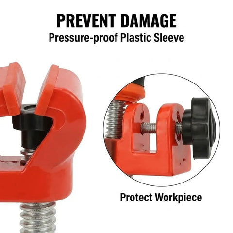 Premium Heavy Duty Woodworking Clamp With High Carbon Steel Build Made For Real Carpenters And Serious Diy Builders Cranking Out Shop Projects With Dead Serious Grip And Zero Flex close-up of the plastic sleeve and screw mechanism