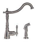 Single Handle Kitchen Faucet With Side Sprayer In Satin Nickel Or Oil Rubbed Bronze Finish, Victorian Style 2 Hole Mount, 1.8 Gpm Flow