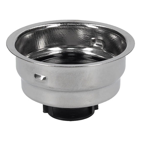 Silver metal 2 Cup Filter Assembly Replacement For Espresso Machines 7313285819 OEM Part Fits Bar32 EC460 shown from side