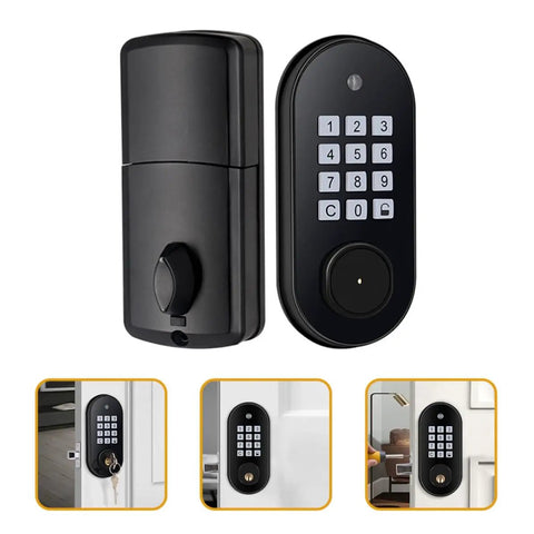 Electronic Keypad Deadbolt Door Lock With Automatic Front Door Locking And Keyless Entry Design Featuring Anti Peep Virtual Passwords for secure entry.