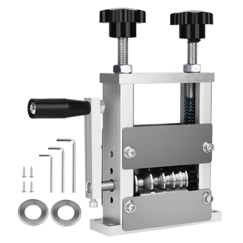 Precision Wire Stripper Machine With Drill Attachment And Manual Crank Options For Electrical Work Durable Alloy Steel Construction versatile tool with adjustable knobs and crank handle.