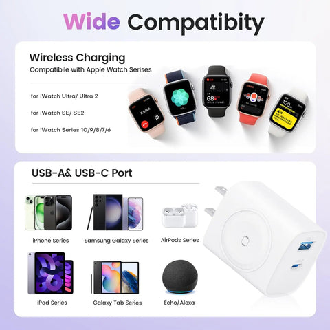 All In One Charging Station For Apple Watch IPhone And AirPods With Built In Wireless Charger And Magnetic Alignment 20W USB C Port And 18W USB A Port Compatibility Display