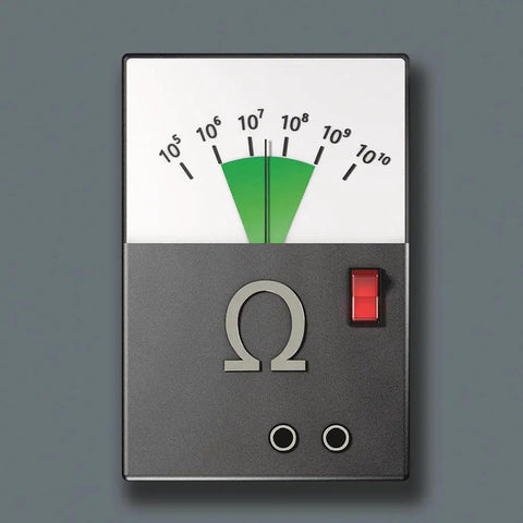 Device measuring resistance levels with dial; relevant to Micro ESD Adjustable Torque Screwdriver 2.0 To 6.0 Ncm With Quick Release Chuck Audible Torque Signal ESD Safe Surface Kraftform Micro Grip For Tiny Electronics And Small Fasteners
