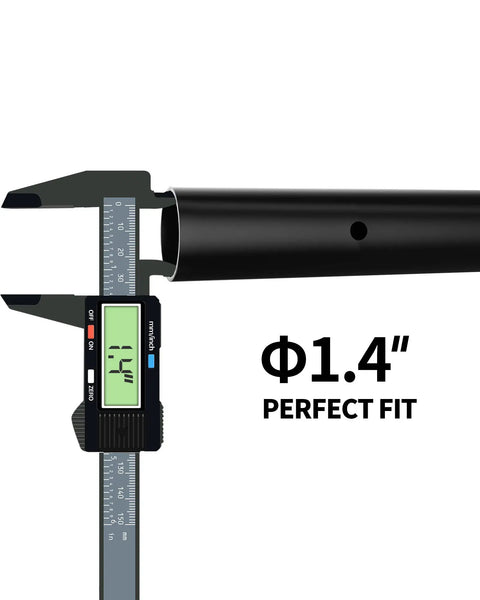 Heavy Duty Table Leg Extenders For Folding Tables Featuring Four Adjustable Heights To Kick Back Pain To The Curb And Unlock Versatile Workspace Options Includes Rugged 4 Pack Zero Hassle Setup measuring Φ1.4 inch with digital caliper.