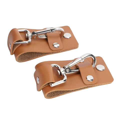 Slick Slim PU Leather Belt Key Holder With Detachable Keyring And Fixed Loop, brass hardware view, tan leather, two pieces