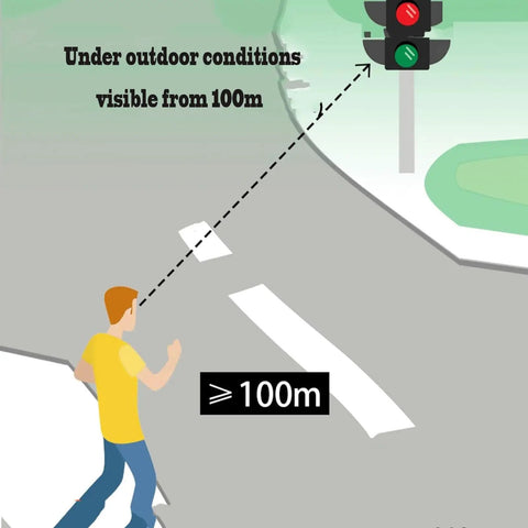 Heavy Duty Industrial Traffic Light With Wireless Remote Control dual red green signal visible from 100m outdoors with user in yellow shirt.