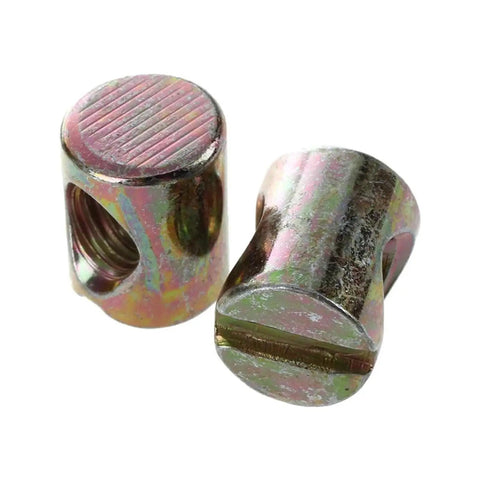 M6 Cross Dowel Barrel Nuts Set for Hidden Furniture Joints, 60 Pcs, carbon steel with zinc plating, slotted design