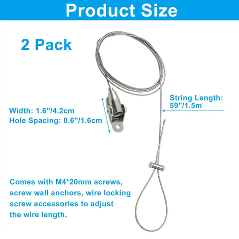 Two Pack Adjustable Ceiling Mount Brackets For Closet Rods And Shower Curtain Rods, Stainless Steel Heavy Duty Support cable