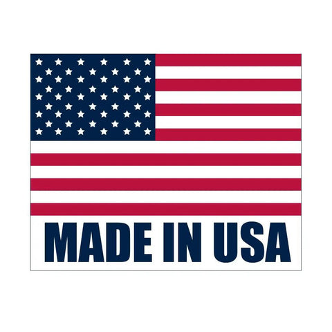 Made in USA flag design with stars and stripes displaying the text Made in USA, symbolizing American manufacturing support.